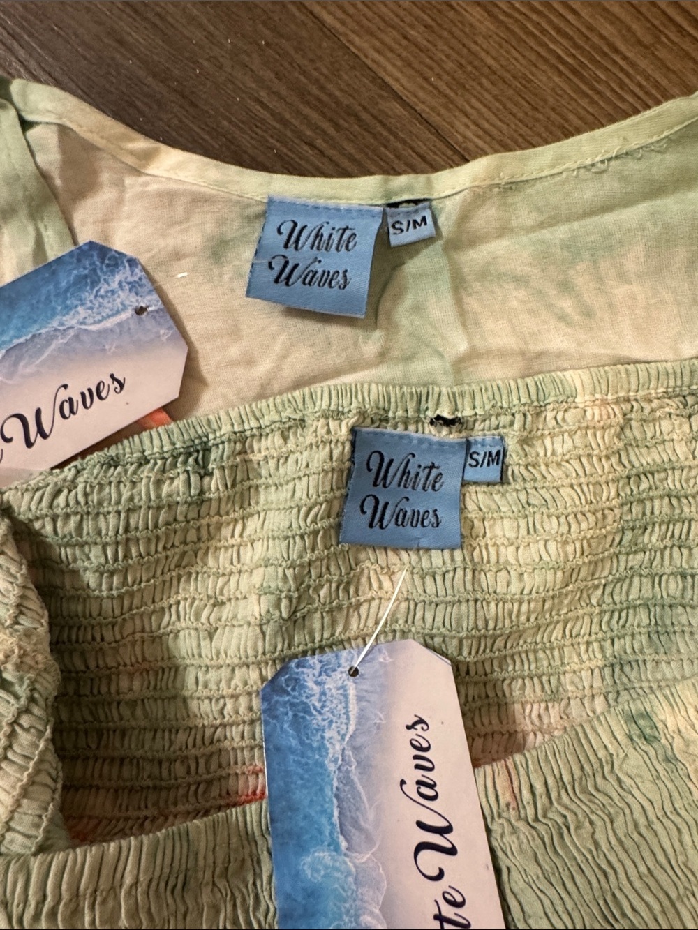 🆕 White Waves Flowy Coral & Mint Tie-Dye 2 Piece Set. S/M. NWT!🌴☀️ - Picture 2 of 4